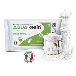 AQUA RESIN - Biela minerálna živica, porcelánový efekt, netoxická, miešateľná s vodou, farbiteľná, ideálna na formy & DIY (1 kg)