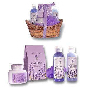 Lavender No. 15 - Bade- und Pflegeset mit Lavendel (5-teilig) von Raphael Rosalee Cosmetics - Bade-Geschenkset mit Schwamm, Badesalz, Lotion, uvm.
