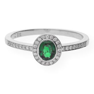 JuwelmaLux Ring 585 Weißgold 14 Karat Smaragd und Brillanten JL10-07-0078 54