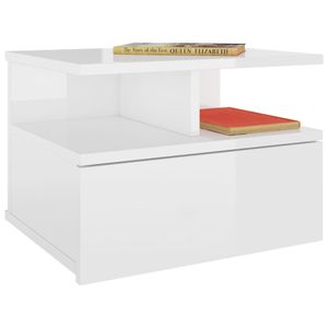 Hochwertigen Hängender Nachttisch Hochglanz-Weiß 40x31x27cm |Stilvoll Nachtschrank einfacher Aufbau|Kommode Sofatisch Für Schlafzimmer / Wohnzimmer