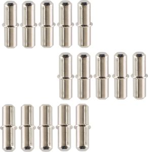 15 Stück Bodenträger aus Metall [Ø 5mm x Länge 17mm] für Einlegeböden | Fachträger | runde Regalstifte Träger vernickelt aus Metall | 15er Set - Steckbodenträger | Fachbodenträger für Holz und Glas
