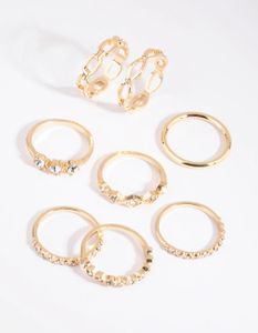 Lovisa schöne elegante vergoldete Ringe für Frauen und Teenager Gold Diamante Ring Pack SM