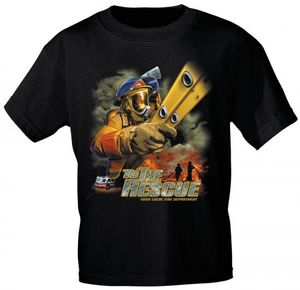 T-Shirt mit Print - Feuerwehr - 10589 - versch. Farben zur Wahl - Gr. S-XXL Color - schwarz Größe - XXL