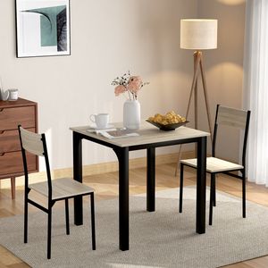 Merax jedálenský stôl jedálenská skupina jedálenská súprava s 2 stoličkami a oceľovým rámom, jedálenský stôl kuchynský stôl jedálenská súprava jedálenský stôl sedacia skupina, priemyselný dizajn, prírodný