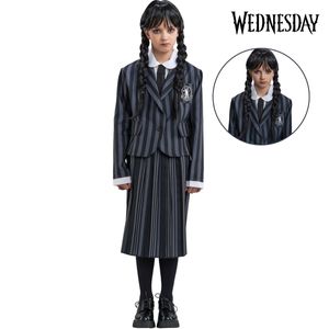 Wednesday Kostüm Deluxe Schuluniform inkl. Perücke für Kinder, Größe:140
