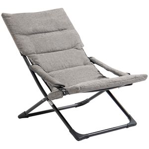 Outsunny skladacia stolička s vankúšom odnímateľná záhradná stolička kempingová stolička lehátko sedací nábytok záhrada terasa balkón Textilén oceľ sivá 66 Š x 94 H x 79 V cm
