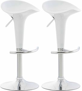 CLP 2er Set Barhocker Saddle mit drehbarem Kunsttoffsitz und Fußablage,weiß CLP 2er Set Barhocker Saddle mit drehbarem Kunsttoffsitz und Fußablage,weiß