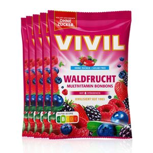 VIVIL Waldfrucht Multivitaminbonbons ohne Zucker | 5 Beutel x 120g