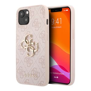Guess Obal / kryt na Apple iPhone 13, růžový Guess Big 4G Metal Logo Hard Case