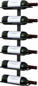TOJ Living Weinregal Wand - Flaschenhalter wein - Wine rack - Flaschen organizer - Hängendes Weinregal - Geeignet für 6 Flaschen - Edelstahl - Matt Schwarz