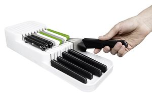 Messerblock Organizer in Grau für Küchenmesser Messerhalter Schubladeneinsatz