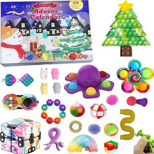 24 Stück / Set Weihnachten Pop It Fidget Sensory Toy Set Antistress Toys Autismus SEN ADHS Fidget Stressabbau Spielzeug