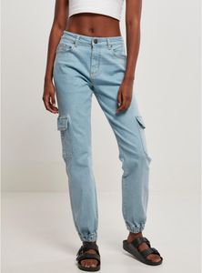 Urban Classics - Damen Organic Stretch Cargo Jeans CLEARBLUE BLEACHED W28