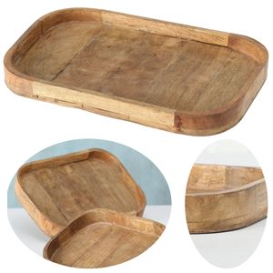 LS-LebenStil XXL Deko-Tablett Mango-Holz Braun 46cm groß Serviertablett Obst-Schale Brot