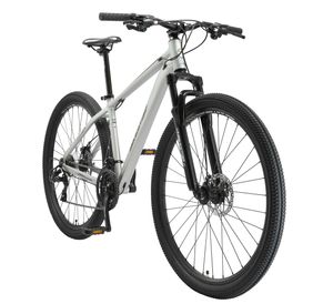 BIKESTAR hliníkový horský bicykel 29 palcov, 21 prevodov hardtail šport MTB 17 palcový rám kotúčová brzda odpružená vidlica, strieborná
