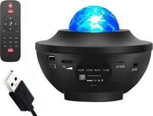 USB diskotéková lampa - vlnová lampa - s diaľkovým ovládaním Galaxy Stars Projector Lamps Starry Sky Projector Moon Cloud Night Light Starlight Ocean Wave Lamp