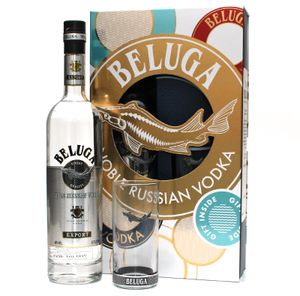 Beluga Export Noble Russian Vodka- Geschenkpackung mit Longdrink Glas - 0,7l - 40%