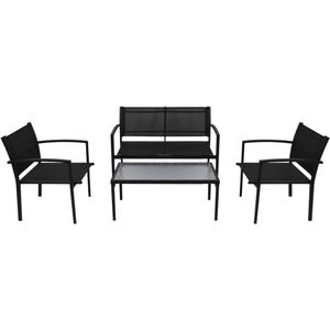 vidaXL 4-tlg. Garten-Lounge-Set Textilene Schwarz