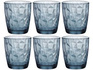 Bormioli Rocco Diamond Ocean Blue Acqua Tumbler, Trinkglas, 305ml, Glas, blau, 6 Stück