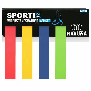 SPORTIX Widerstandsbänder Fitnessbänder Gymnastikbänder Resistance Yoga Bands 4er Set