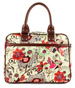 Oilily Umhängetasche Schultertasche mit Laptopfach Tropical Birds Office Bag Cream-White weiß mehrfarbig