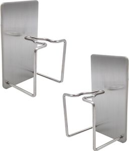 2er Set Zahnbürstenhalter wand [ohne Bohren] - Elektrozahnbürstenhalter selbstklebend für Badezimmer | 2 Stück Zahnbürstenhalterung aus Edelstahl | Wandmontage | Zahnputzbecher Halterung [silber]