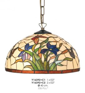 Tiffany Pendelleuchte Durchmesser 40 cm Y16392 + C1/C2 Leuchte Lampe, Anzahl Fassungen:1-Flammig