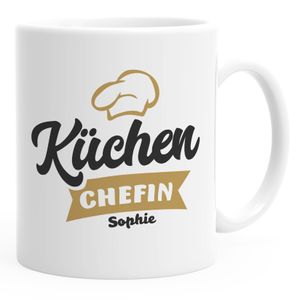 personalisierte Kaffeetasse Küchenchefin Tasse anpassbarer Name personalisierte Geschenke SpecialMe® weiß Keramik-Tasse