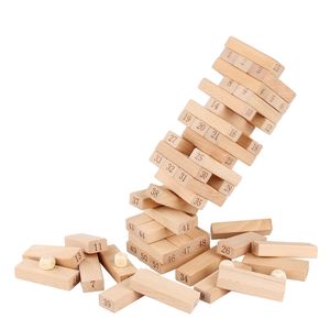 Holz Wackelturm, 51 Bausteine zum Stapeln, Würfel, Für Kinder ab 3 Jahren, Geschicklichkeit, Stapelturm, Mit Zahlen markiert