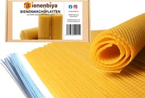 XXL 18 Stk. 100% reines Bienenwachsplatten 19,5x39,5cm Wabenplatten, Wachsplatten mit Kerzendochte