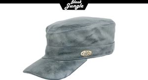 Black Jungle CASTRO Army Cap Leder Military Cuba Schirmmütze Armee Kappe  Kuba Mütze Anthrazit