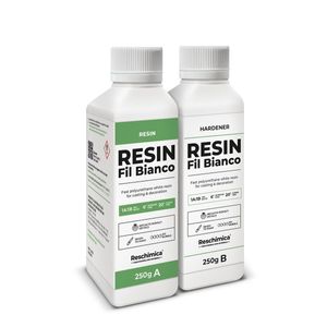 Weißes Zweikomponentenharz 1:1 FIL BIANCO, schnelle Aushärtung (15 Minuten), perfektes Finish, ideal für Harzkreationen, Dekorationen (500 gr)