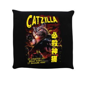 Horror Cats - Plyšový vankúš "Catzilla" GR7032 (jedna veľkosť) (čierna/žltá)