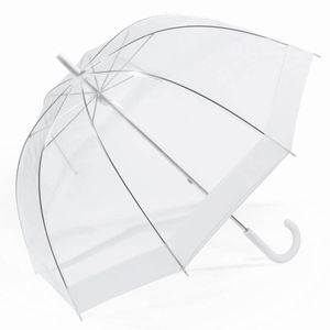 Happy Rain Stockschirm Regenschirm Glockenschirm Schirm Durchsichtig Transparent, Farbe:Weiß