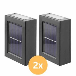 2-pack vonkajšie svietidlo, solárne svietidlo, nástenné svietidlo, bezdrôtové, IP65, 10 x 7,5 x 3 cm - DUOLUMO