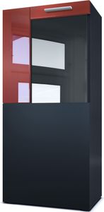 Vladon Stand-/Hänge Vitrine Movie, Schwarz matt/Bordeaux Hochglanz - Moderne Glasvitrine - (BxHxT): 50,5 x 111 x 32,5 cm