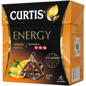 Curtis schwarzer Tee Energy mit Vitaminen B Vitaminen Komplex 15 Pyramidenbeutel Tee