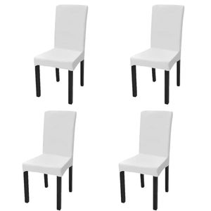 vidaXL Stretch Chair Covers Straight 4 ks. Biele
