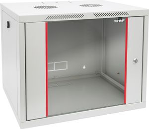 HMF 66409-07 Serverschrank 19 Zoll, 9 HE, 55 x 45 x 46 cm, voll montiert, Lichtgrau