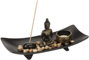 Buddha Kerzenhalter Tabletop Buddha Zen Garten Bronze Vintage Weihrauchbrenner Weihrauchbrenner Tabletop Räucherstäbchenhalter für Wohnkultur Geschenk Meditation Entspannen Sie sich