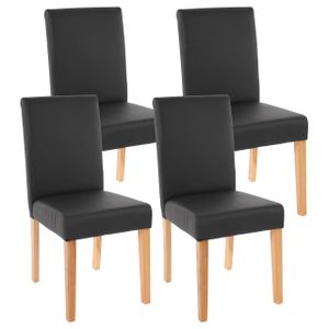 sada 4 jídelních židlí Kuchyňská židle Littau  Umělá kůže, černý mat, světlé nohy