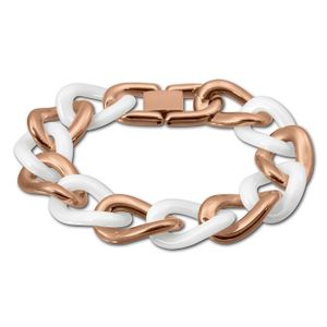 Amello Edelstahl Armband Panzer Damen Schmuck rosegold weiß ESAX22W0