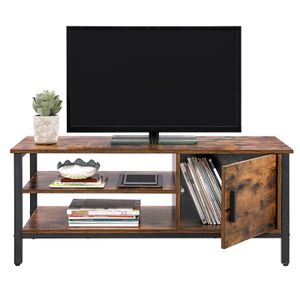 VASAGLE TV-Schrank Lowboard mit Tür und 2 Regale 110 x 40 x 45 cm Fernsehtisch für Fernseher bis 48 Zoll Vintage dunkelbraun LTV42BX