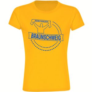 multifanshop Damen T-Shirt - Braunschweig - Meine Fankurve, gelb, Größe XXL