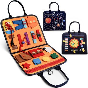 Busy Board für Kleinkinder, Lernspielzeug, Montessori Spielzeug, Activity Board Montessori Spielzeug Baby ab 3 4 Jahre (orange)
