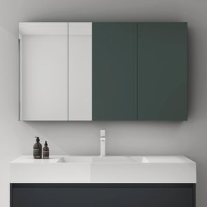 Mai & Mai® Spiegelschrank mit 2 Spielgeltüren Badezimmerschrank Hängeschrank Badezimmerspiegel BxTxH 120x15x70 cm Anthrazit matt Spiegelschrank-02