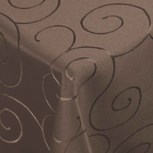 DecoHomeTextil Kringel Circle Tafeldecke Ornamente Damast Tischdecke Dunkelbraun Eckig 160 x 160 cm