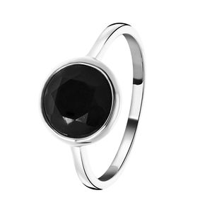 Ring aus 925 Silber, Edelstein schwarzer Onyx -  55