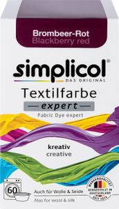 simplicol Textilfarbe expert, DIY Färbemittel für Stoff in verschiedenen Farben, Farbe:Brombeer-Rot (1706), Größe:1er Pack