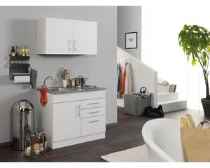 Held Möbel Miniküche mit Geräten Toronto 100 cm Frontfarbe weiß Matt Korpusfarbe weiß